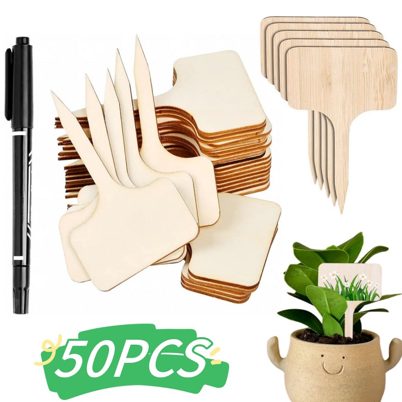Garden Journal Planner - T-Type Bamboo Plant Labels Eco-Friendly Wooden