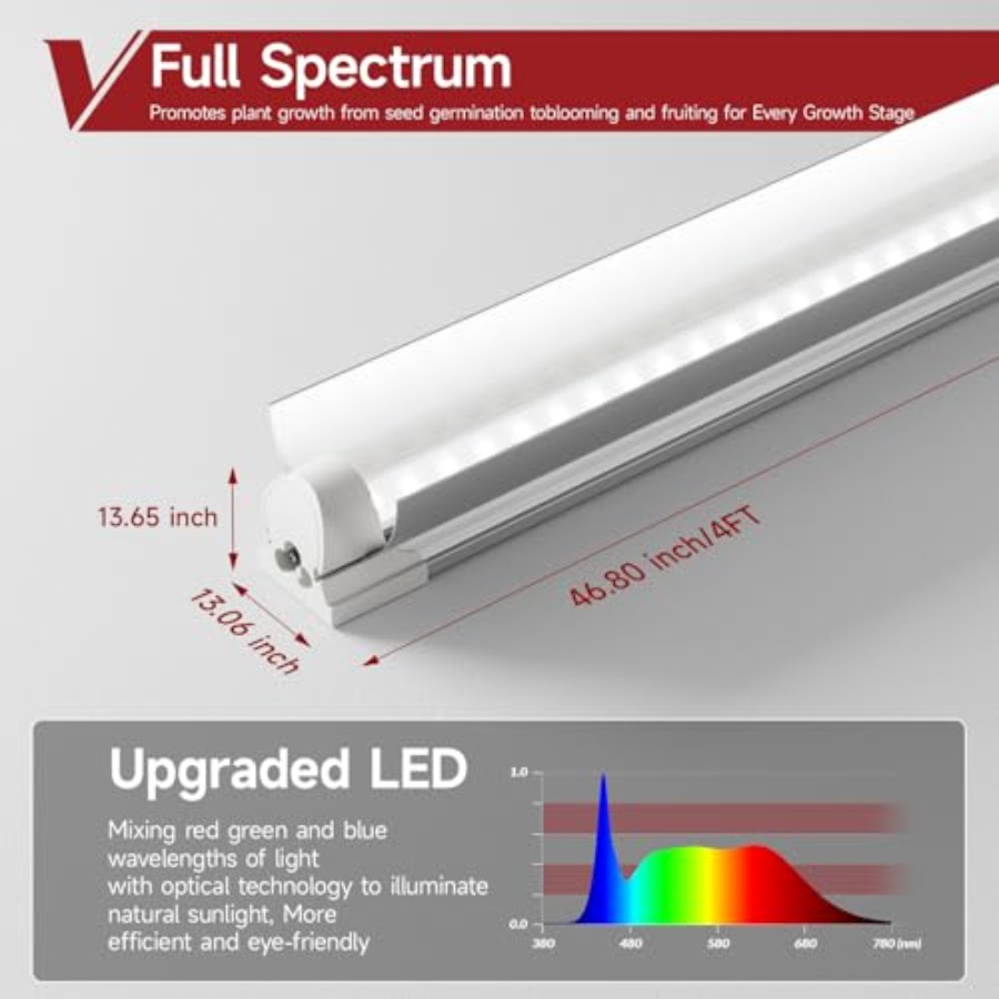 8 Pack LED Grow Light 4FT, 500 - Plant Grow Light Full Spectrum recensione e prezzo
