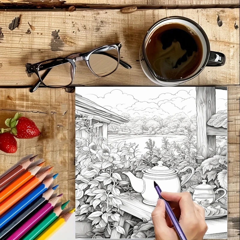 Tea In The Gardens Coloring Bo - Garden Journal Planner recensione e prezzo
