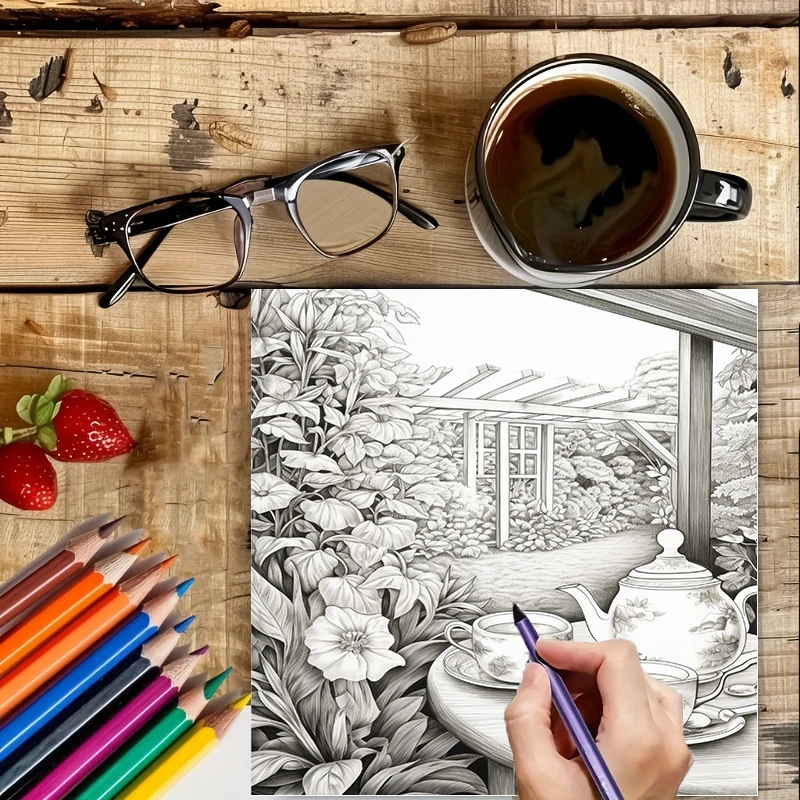 Tea In The Gardens Coloring Bo - Garden Journal Planner recensione e prezzo